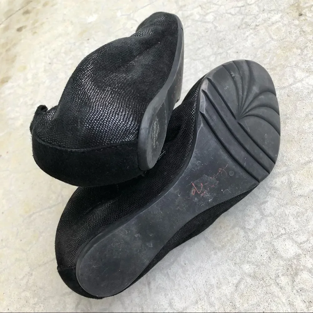 Pas de Rouge Black Nubuck Peep Toe Wedge Sandals Italian Comfort Shoes EU 39